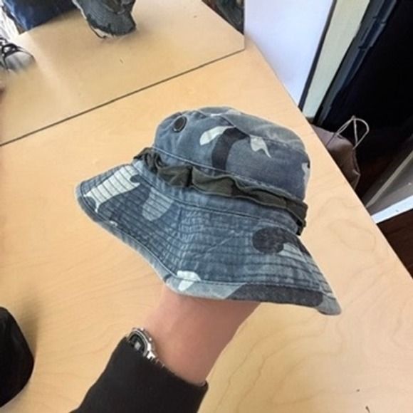 Military Boonie Hat Men Sz 7 Blue Camo Sun Bucket Tactical Fishing Hat - Picture 2 of 8